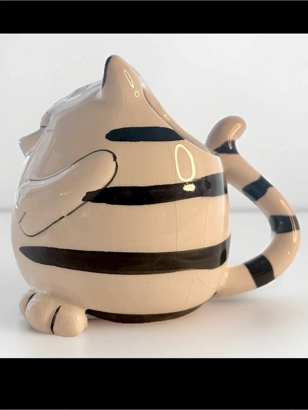 2pc Set Vintage Pier 1 Black White Cat Teapot & Creamer Mouse Fat Chubby Chester